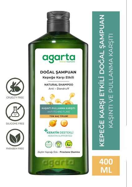 Agarta Doğal Kepeğe Karşı Etkili Şampuan 400 ml (Vegan,tuzsuz)