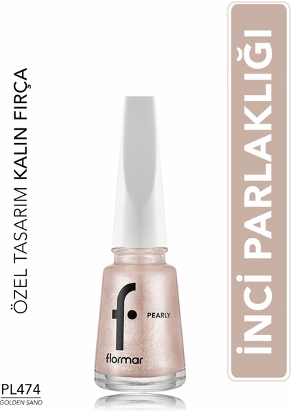 Pearly Yarı Transparan & Parlak Bitişli Sedefli Oje (PL474 Golden Sand) 8682536104395