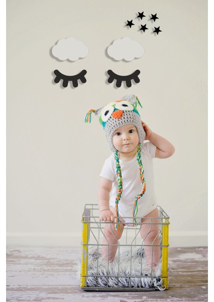 Uyku Zamanı Yıldız Bulut Kirpik Seti Ahşap Lazer Kesim Duvar Dekoru Numa Concept fiyatları