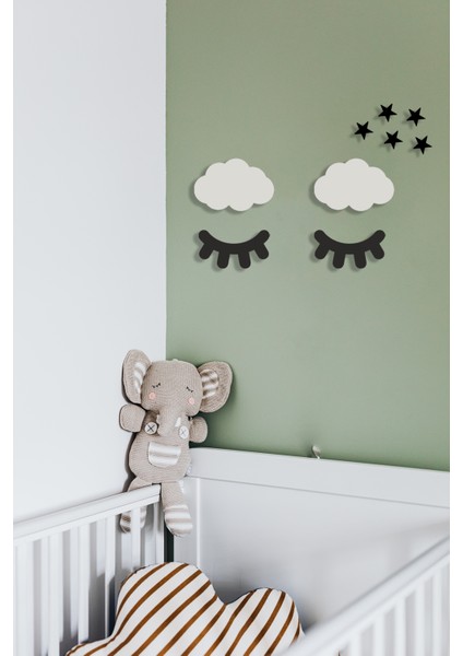 Uyku Zamanı Yıldız Bulut Kirpik Seti Ahşap Lazer Kesim Duvar Dekoru Numa Concept modelleri