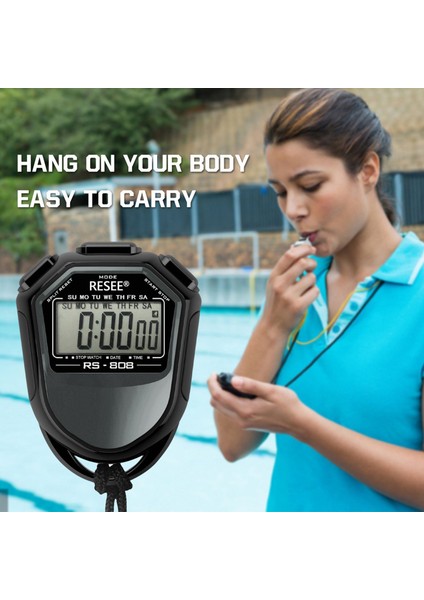 Resee RS-808 Elde Taşınabilir Kronometre LCD Ekran Zamanlayıcı Yüzme Koşu Spor Kronograf Sayacı Kordonlu-Sarı (Yurt Dışından) modelleri