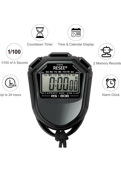 Resee RS-808 Elde Taşınabilir Kronometre LCD Ekran Zamanlayıcı Yüzme Koşu Spor Kronograf Sayacı Kordonlu-Sarı (Yurt Dışından) indirimleri