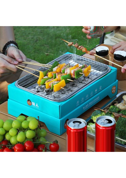 Açık Hava Tek Kullanımlık Barbekü Sobası Kraft Kağıdı + Paslanmaz Çelik Barbekü Izgarası Yıkama Gerektirmeyen Tembel Kamp Piknik Sobası (Bpa Içermez, Fda Sertifikası Yok)-Mavi (Yurt Dışından) modelleri