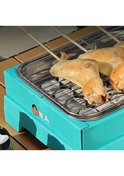Açık Hava Tek Kullanımlık Barbekü Sobası Kraft Kağıdı + Paslanmaz Çelik Barbekü Izgarası Yıkama Gerektirmeyen Tembel Kamp Piknik Sobası (Bpa Içermez, Fda Sertifikası Yok)-Mavi (Yurt Dışından) indirimleri