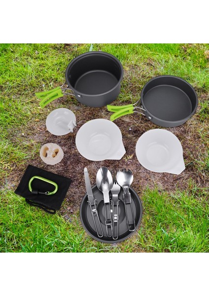 15 Adet Taşınabilir Kamp Tencere ve Tava Seti, Yapışmaz Tencere, Tava ve Kase Seti (Yurt Dışından) modelleri