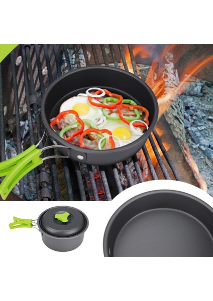 15 Adet Taşınabilir Kamp Tencere ve Tava Seti, Yapışmaz Tencere, Tava ve Kase Seti (Yurt Dışından) fırsatları