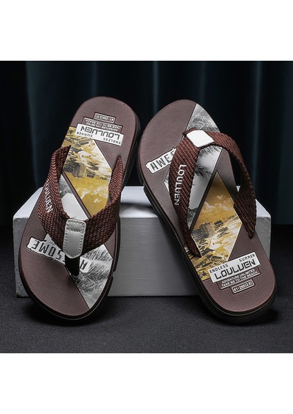 Yaz Platform Flip Flop Sandalet Erkek Terlik Kaymaz Moda Plaj Ayakkabıları (Yurt Dışından)