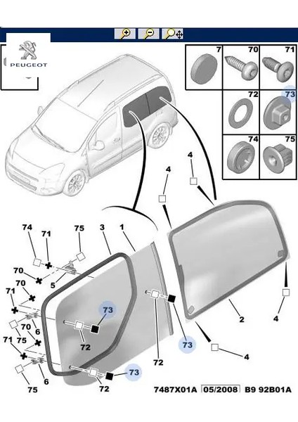 Yan Cam Bağlanti Somunu Partner Tepee Peugeot 8573.79