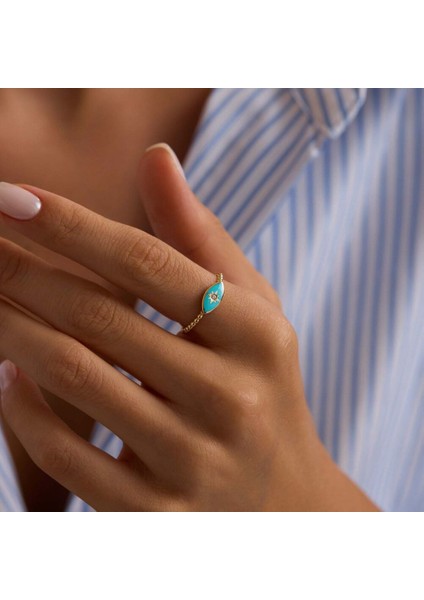 Mineli Altın Göz Yüzük