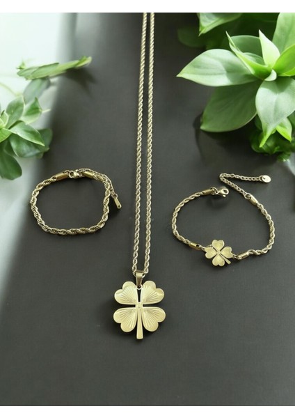 Yonca Motifli Paslanmaz Çelik Set Cns 006