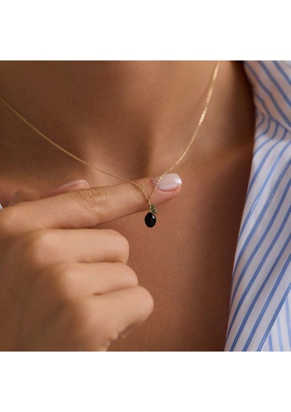 Siyah Zeytin Altın Kolye 1,20 cm