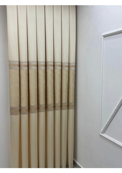 Nivemeshome Umut FJ614365 V_120 Krem 1/3 Sık Pile Fon Perde