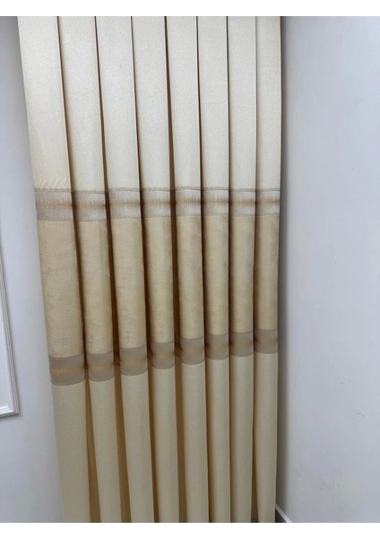 Nivemeshome Umut FJ614365 V_120 Krem 1/3 Sık Pile Fon Perde