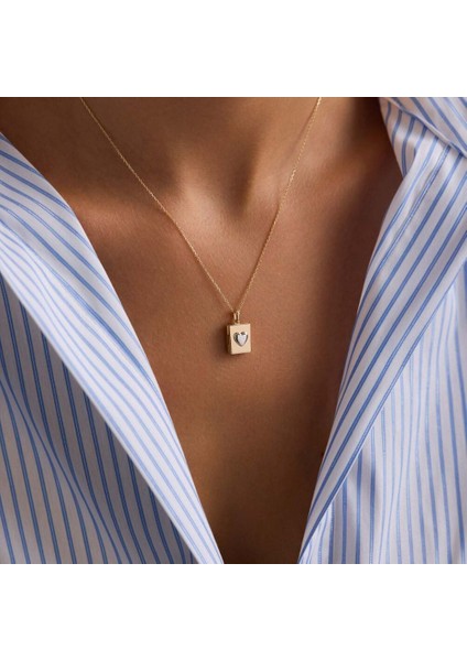 Sevimli Kapaklı Kalp Kolye 10.1 mm 45 cm