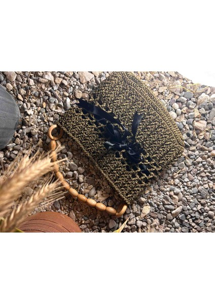 Kağıt Ip El Yapımı Çanta - Ahşap Saplı, Siyah Kurdele Detaylı, Çıtçıtlı modelleri