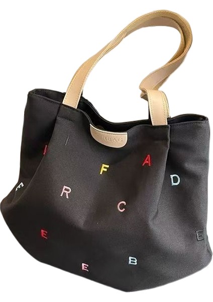 Tuval Gelgit Işlemeli Harfler El No Çanta (Yurt Dışından)