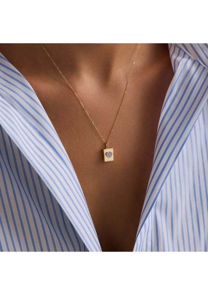 Sevimli Kapaklı Kalp Kolye Taşlı 10.1 mm 45 cm fiyatları