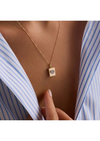 Sevimli Kapaklı Kalp Kolye Taşlı 10.1 mm 45 cm modelleri