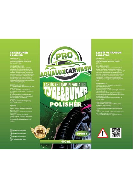 Proaqualuxcarwash Lastik ve Tampon Parlatıcı - Lastik Parlatıcı (Jel )