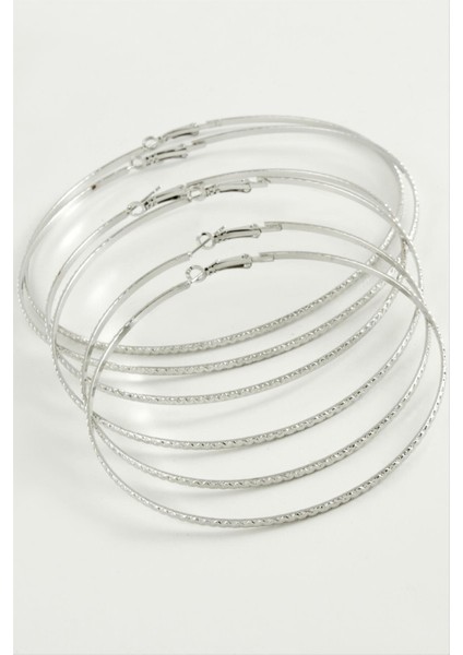 Zikzak Desenli Metal Halka Küpe 6 Adet