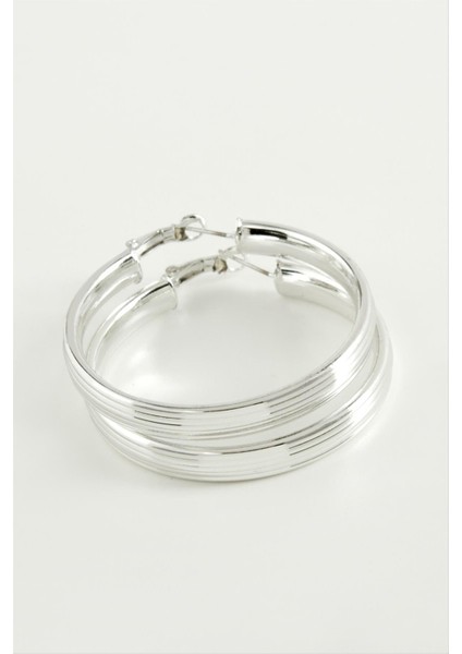 Çizgili Halka Küpe 4,5 cm