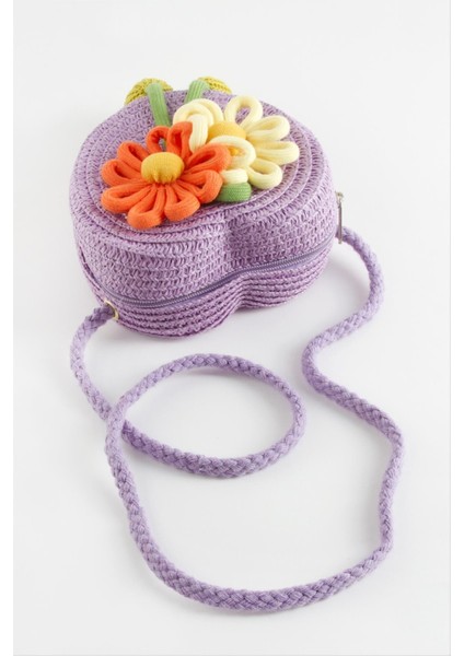 Çiçek Kalp Hasır Çanta