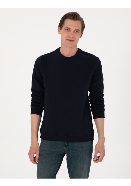 Erkek Lacivert 3 Iplik Regular Fit Içi Polarlı Bisiklet Yaka Basic Sweatshirt 50315021-VR033 modelleri