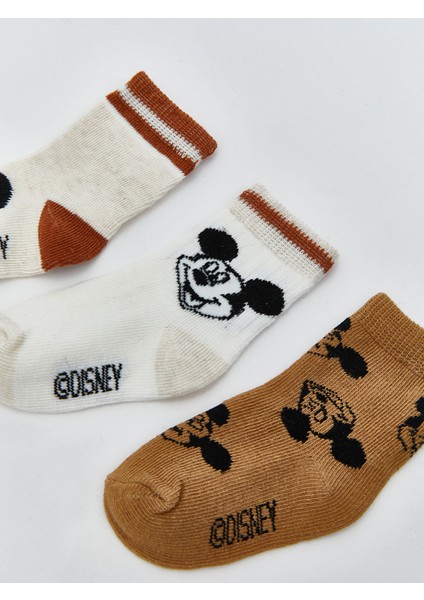 Yeni Sezon Mickey Mouse Baskılı Erkek Bebek Soket Çorap 3'lü modelleri
