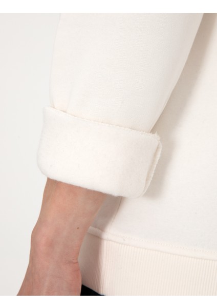Erkek Ekru 3 Iplik Regular Fit Içi Polarlı Bisiklet Yaka Basic Sweatshirt 50315021-VR019