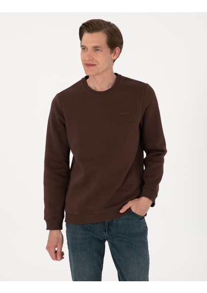 Erkek Kahverengi 3 Iplik Regular Fit Içi Polarlı Bisiklet Yaka Basic Sweatshirt 50315021-VR029 modelleri