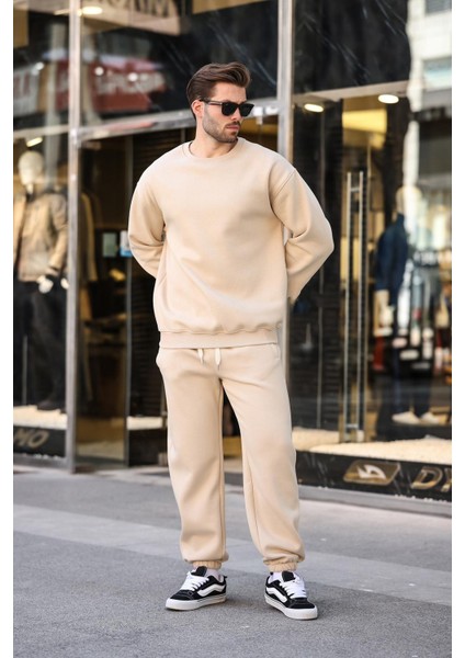 Bej Bisiklet Yaka Basic Eşofman Takımı E7329 fiyatları