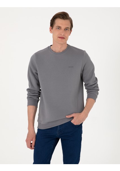 Erkek Gri 3 Iplik Regular Fit Içi Polarlı Bisiklet Yaka Basic Sweatshirt 50315021-VR024