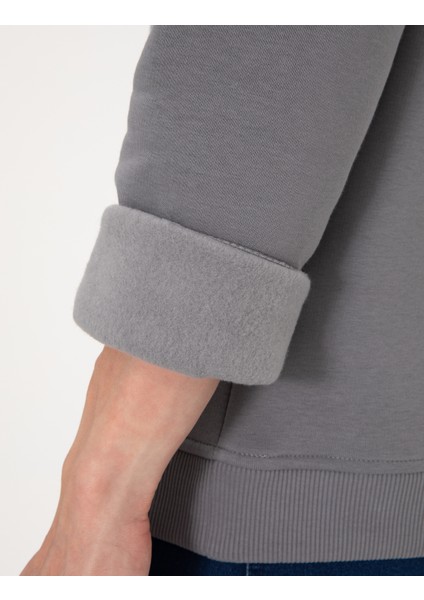 Erkek Gri 3 Iplik Regular Fit Içi Polarlı Bisiklet Yaka Basic Sweatshirt 50315021-VR024