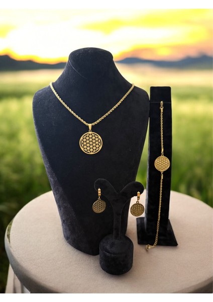 Yaşam Çiçeği Motifli Paslanmaz Çelik Set Cns 017