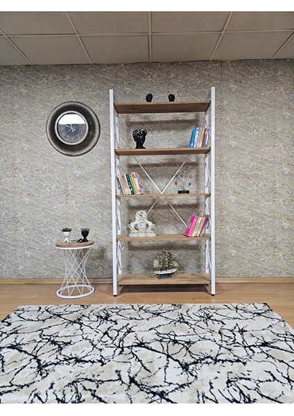 Beyaz Boyalı Kitaplık - 5 Raflı Suntalem Lüks Kitaplık Atlas Çam fiyatları