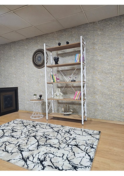 Beyaz Boyalı Kitaplık - 5 Raflı Suntalem Lüks Kitaplık Atlas Çam modelleri