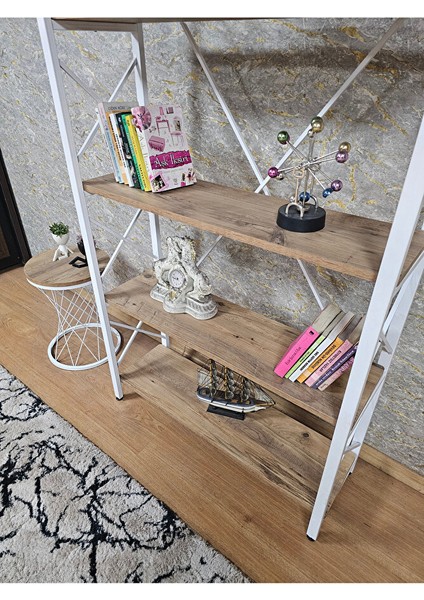 Beyaz Boyalı Kitaplık - 5 Raflı Suntalem Lüks Kitaplık Atlas Çam fırsatları