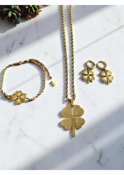 Yonca Motifli Paslanmaz Çelik Set Cns 023