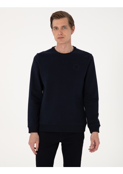 Erkek Lacivert 3 Iplik Regular Fit Bisiklet Yaka Basic Sweatshirt 50314978-VR033 modelleri