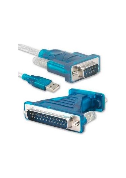 USB 2.0 To RS232 Kablo 1.5 Metre + Paralel Çevirici