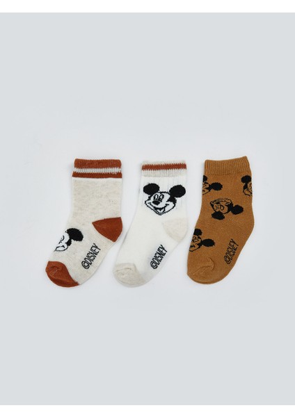 Yeni Sezon Mickey Mouse Baskılı Erkek Bebek Soket Çorap 3'lü