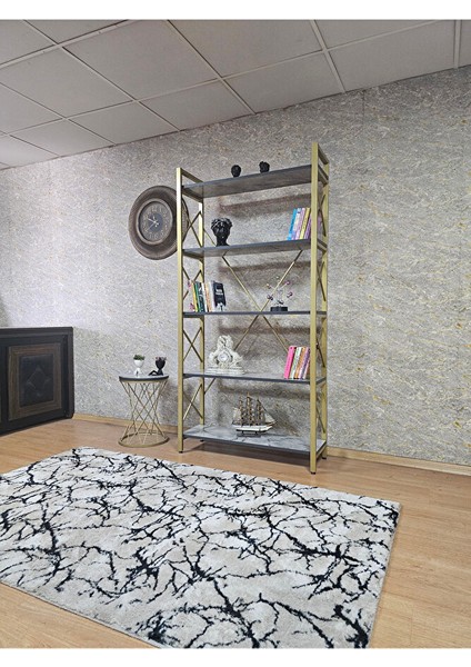 Gold Boyalı Kitaplık - 5 Raflı Suntalem Lüks Kitaplık Marmol modelleri