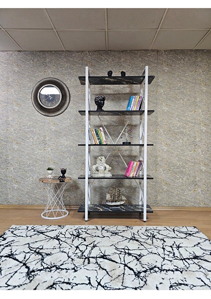 Çıkıntılı Beyaz Boyalı Kitaplık - 5 Raflı Suntalem Lüks Kitaplık Luanda fiyatları