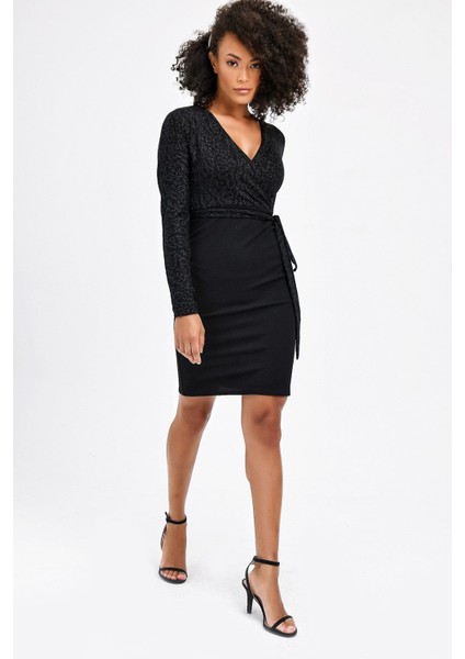 Şal Yaka Yarasa Kiloş Elbise -Siyah fiyatları