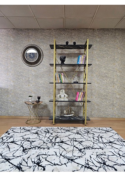 Çıkıntılı Gold Boyalı Kitaplık - 5 Raflı Suntalem Lüks Kitaplık Luanda fiyatları