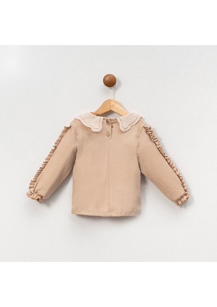 Dantel Bebe Yaka Fırfırlı 2ip Kız Çocuk Uzun Kollu Sweatshirt - %100 Pamuklu modelleri