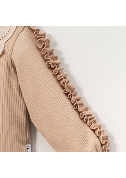 Dantel Bebe Yaka Fırfırlı 2ip Kız Çocuk Uzun Kollu Sweatshirt - %100 Pamuklu fırsatları