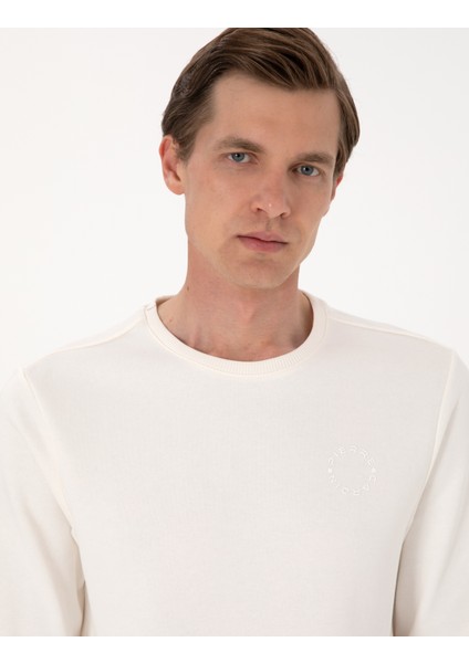 Erkek Ekru 3 Iplik Regular Fit Bisiklet Yaka Basic Sweatshirt 50314978-VR019 fiyatları