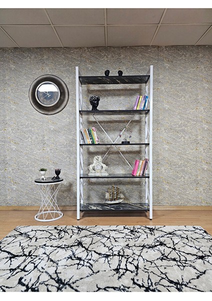 Beyaz Boyalı Kitaplık - 5 Raflı Suntalem Lüks Kitaplık Luanda fiyatları