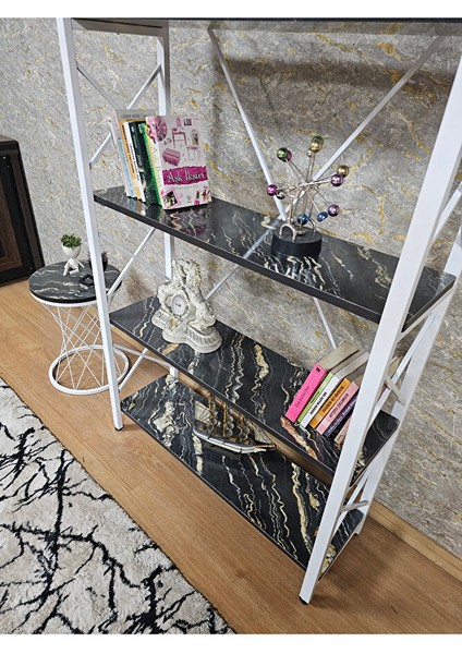 Beyaz Boyalı Kitaplık - 5 Raflı Suntalem Lüks Kitaplık Luanda fırsatları